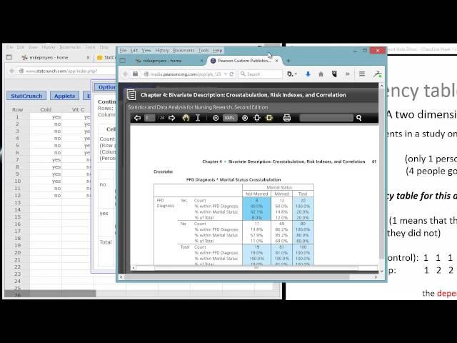 Crosstabulation or Contingency Table Creation in StatCrunch