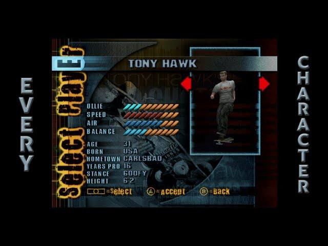 Tony Hawks Pro Skater 1 - All Characters [4K60fps]