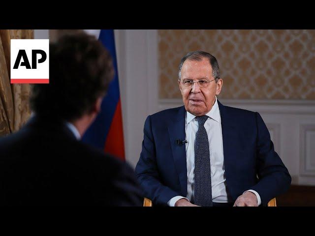 Lavrov says in Tucker Carlson interview that Russia will use 'all means' to defend its interests