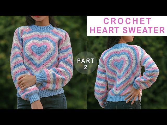 Crochet Heart Sweater Tutorial Part 2 (Inspired By Olivia_Made) | Chenda DIY