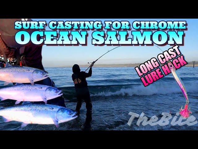 Surf Casting For Salmon ,  Oregon Coast Fishing.