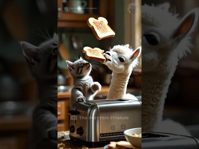 Kitten vs Muffin: Chaos in the Cozy Kitchen with Baby Alpaca #cuteanimals #animallover #animalshorts