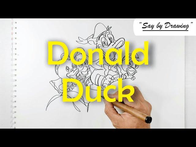 How to Draw Donald Duck | One Line Drawing | Cartoon