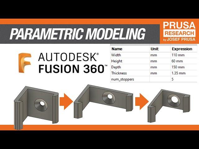 Parametric modeling in Fusion360 explained in 40 seconds + detailed tutorial with example