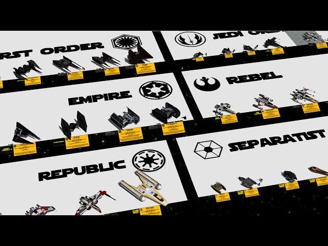 Every Starfighter in Star Wars By Factions 3D