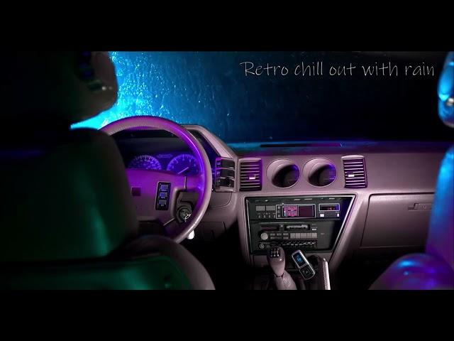 Relaxing music, rain noise and synth waves in an 80s retro car Electric Guitar, Drums, Keys