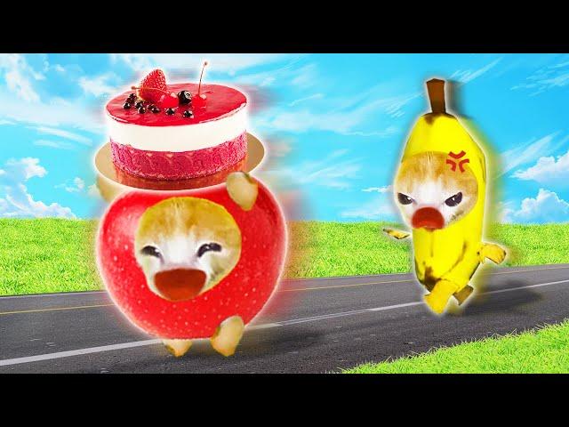 Cake Chase: Banana Cat vs. Apple Cat!  Baby Banana Cat Compilation | Happy Cat Crying MEME 