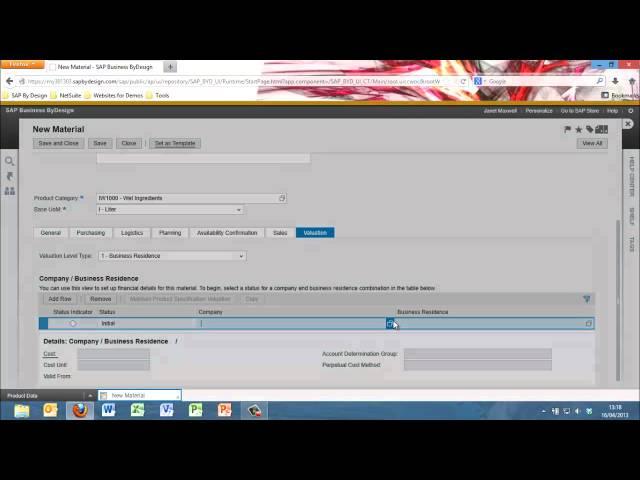 SAP Business ByDesign - Material Creation