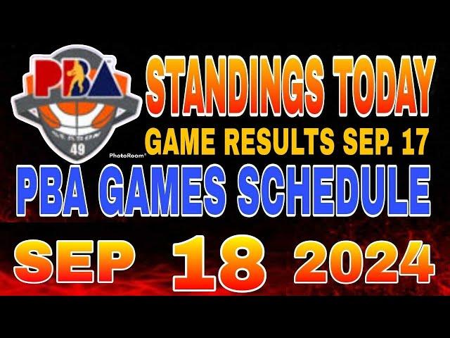 PBA standings today as of September 17, 2024 | Pba Game results | Pba schedule September 18, 2024