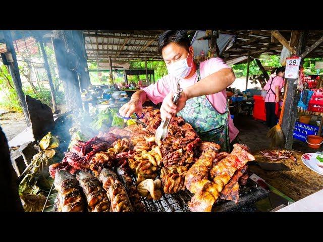 Thai Street Food - EXTREME BBQ MEAT TOUR in Chiang Mai, Northern Thailand | Thai Sausage and Laap!