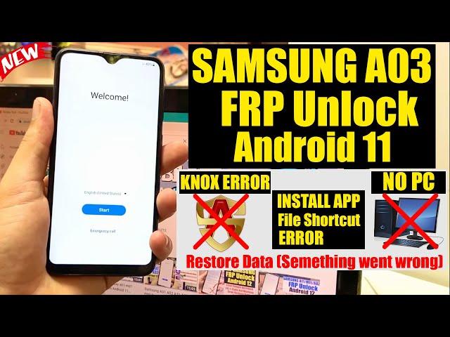 Samsung A03 FRP Bypass android 11 Without Pc | Galaxy SM-A035F Unlock/Bypass Google Account