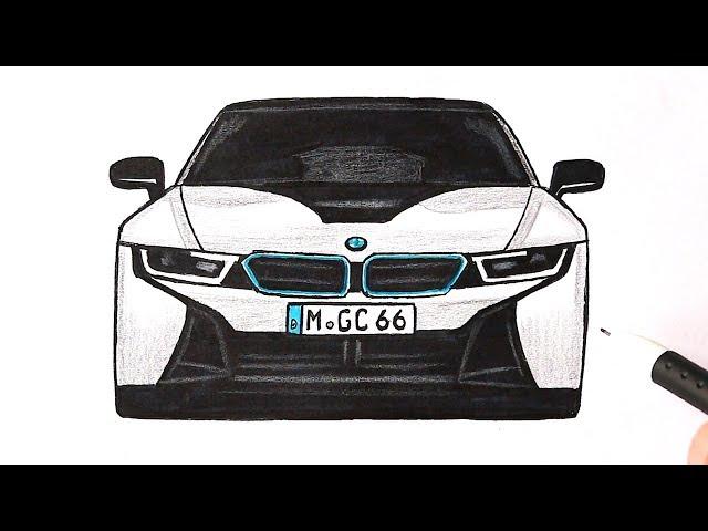 How to draw a BMW i8 car