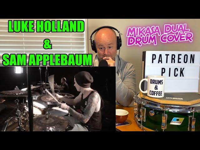 Drum Teacher Reaction: LUKE HOLLAND ft. SAM APPLEBAUM - Veil of Maya - Mikasa Dual Drum Cover