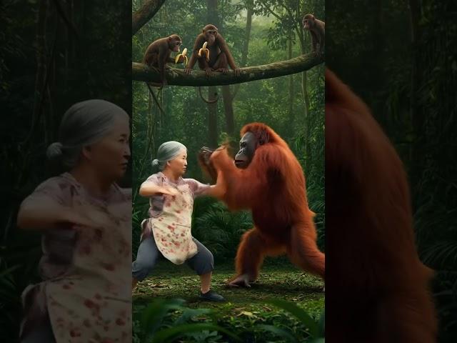 Grandma vs Orangutan  #epicfighting #kungfugrandma #ai