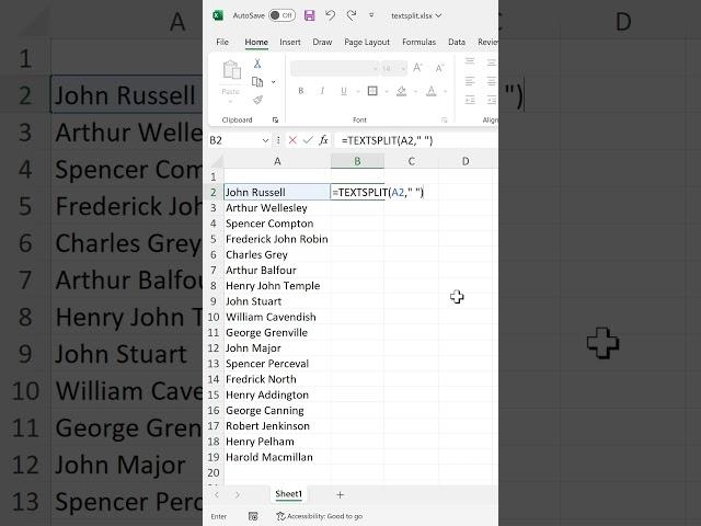 TEXTSPLIT in Excel