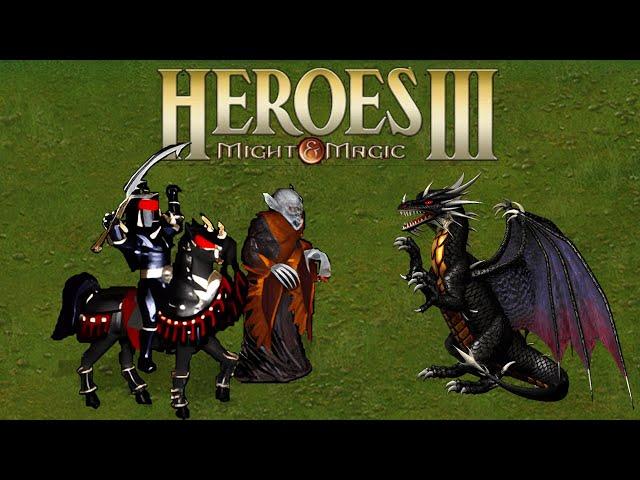 Heroes 3: Fierce battle with a tough Dungeon enemy (300+ Black Dragons) - will we emerge victorious?