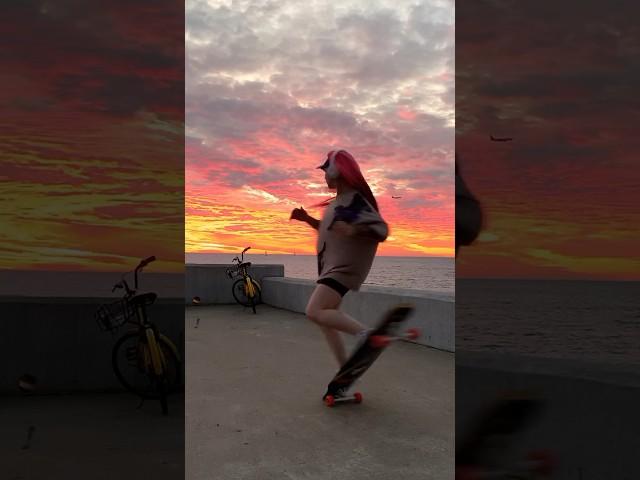 Красный закат и трюки на лонгборде! / Red sunset and longboard tricks! 