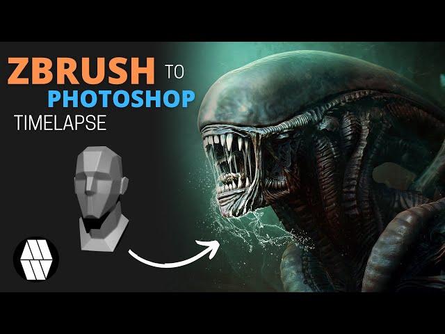 ZBrush to Photoshop Timelapse - 'Alien' Concept