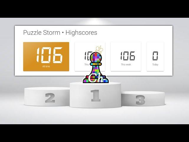 CHESS. SHOCKING NEW RECORD ON VIDEO - 106 in Puzzle Storm!!!