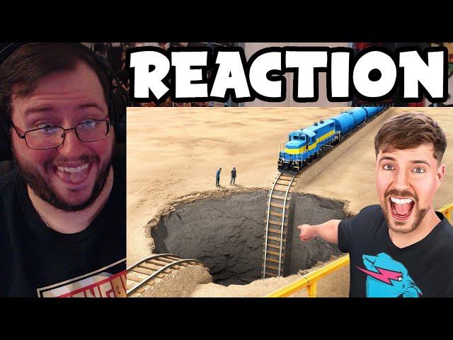 Gor's "Train Vs Giant Pit by MrBeast" REACTION