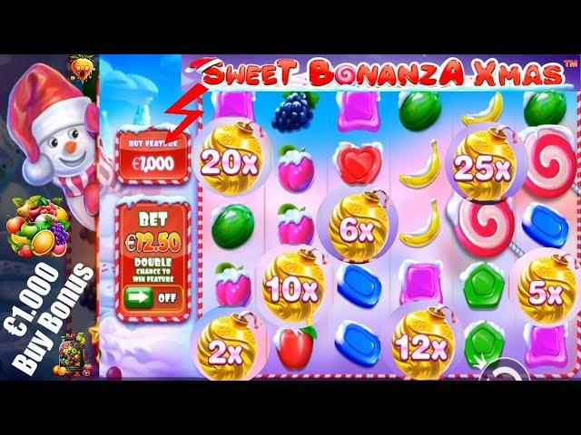 Betting €1.000 on BUY BONUS FREE SPINS ️ on the online slot SWEET BONANZA X-MAS