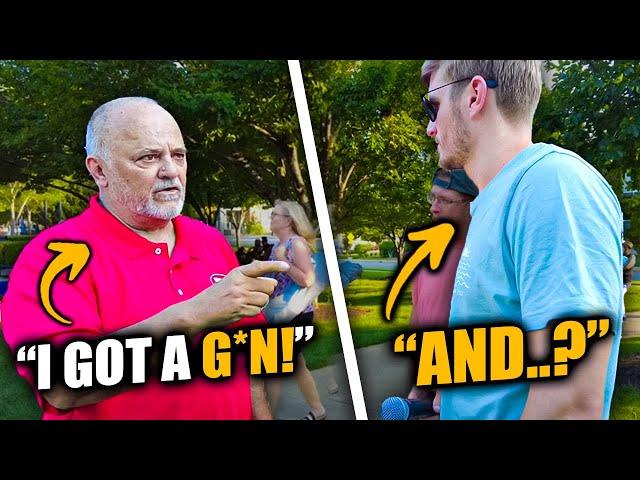 Man THREATENS Street Preacher in Broad Daylight 🫣