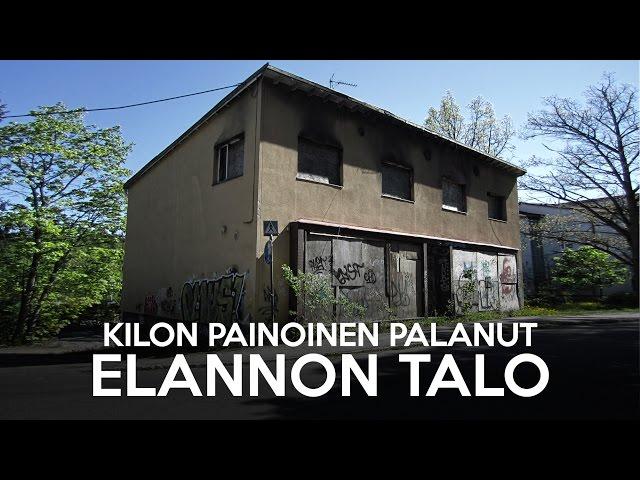 Kilon painoinen palanut Elannon talo