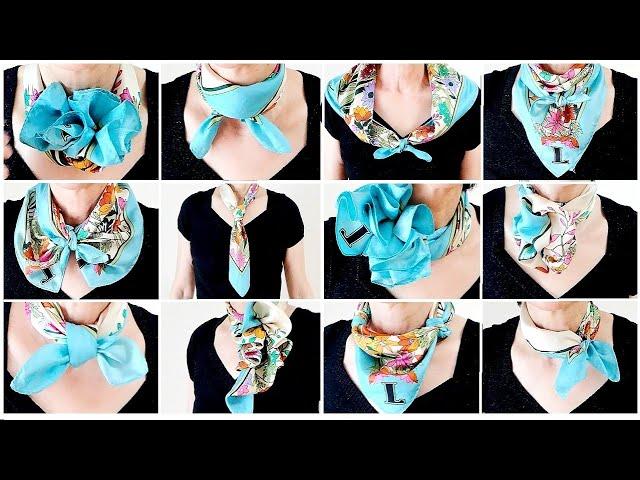 これさえ見れば【ZARA】のシルク【スカーフの巻き方】は簡単！２７アレンジ！how to wear a ZARA silk scarf 27 ways