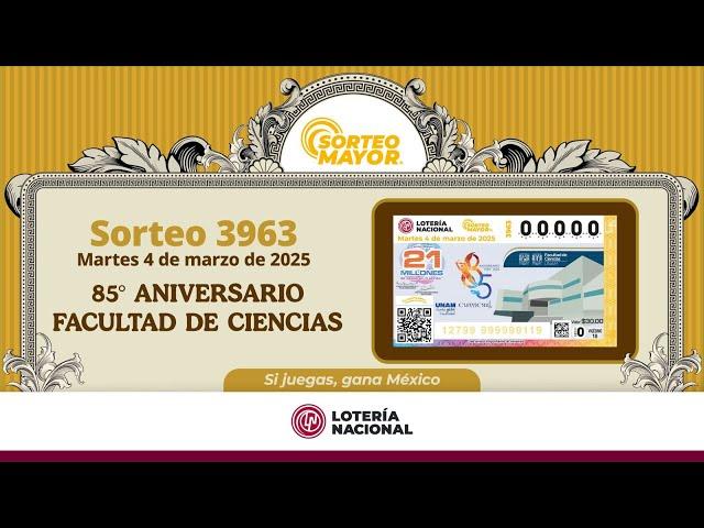 SORTEO MAYOR No. 3963: Celebrando el 85 Aniversario de la Facultad de Ciencias 