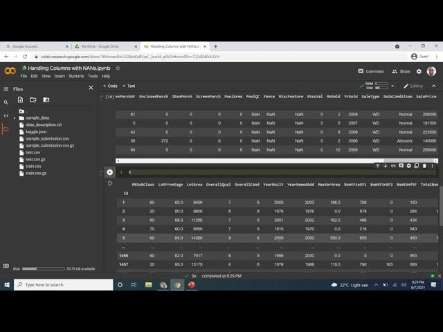 How to work with columns with missing values in your machine learnin projects part 1