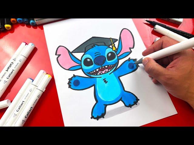 How To Draw Stitch Dressed Up For Graduation
