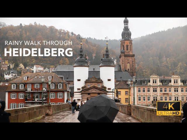 Rainy Walk through Heidelberg, Germany || 4K Walking Tour