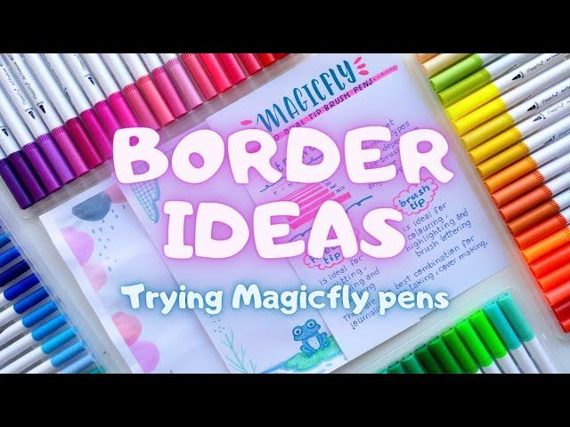 CUTE BORDER DESIGN TO DRAW  BRUSH MARKER REVIEW   BRUSH PENS FOR NOTE TAKING & JOURNALING