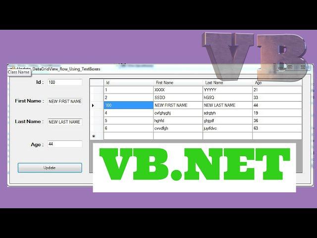 VB.NET - How To Update Selected DataGridView Row With TextBox Using VB.NET [ With Source Code ]