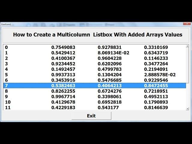 How to Create a Multi Column ListBox With Added Arrays Value in Excel Using VBA