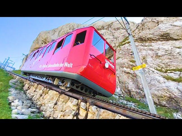 Riding the World's Steepest Cogwheel Railway in Switzerland's Alps | Pilatus Bahn