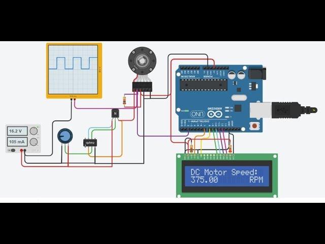 Speed Measurement Of DC motor with Built-in Encoder || Tinkercad