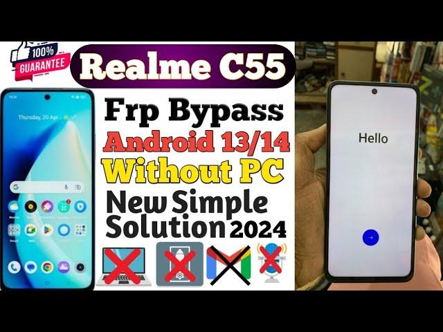 Realme C55 Frp Bypass Android 13/14 Realme C55 Google Account Remove Without PC New 2024