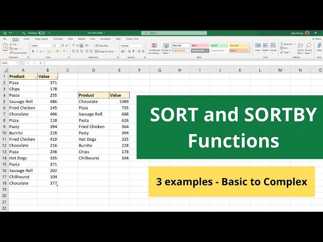 Excel SORT and SORTBY Functions - 3 Examples of Excel Sort Formulas