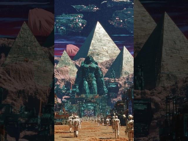 A Futuristic Planet of Floating Pyramids #klingai #youtubeshorts