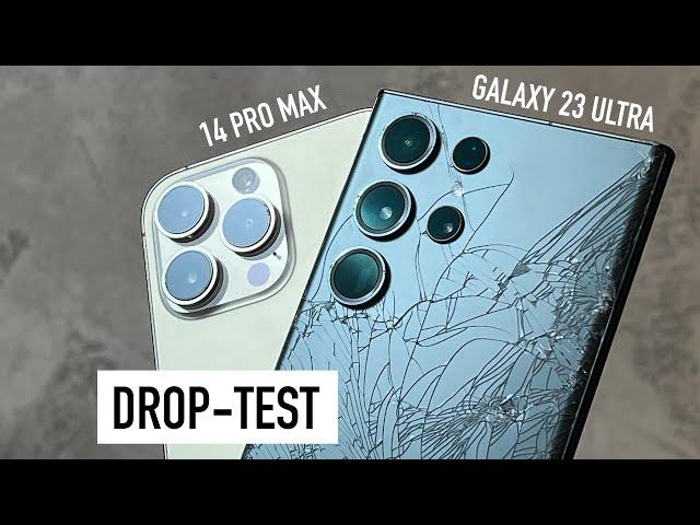 Galaxy S23 Ultra vs iPhone 14 Pro Max — кто разобьется первым? Ультра Дроп-тест!