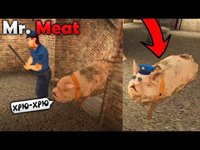 СВИН Мистер Мита СЪЕЛ КОПА и ПОЛУЧИЛ ЕГО КОСТЮМ! - Mr.Meat Psychopath Hunt