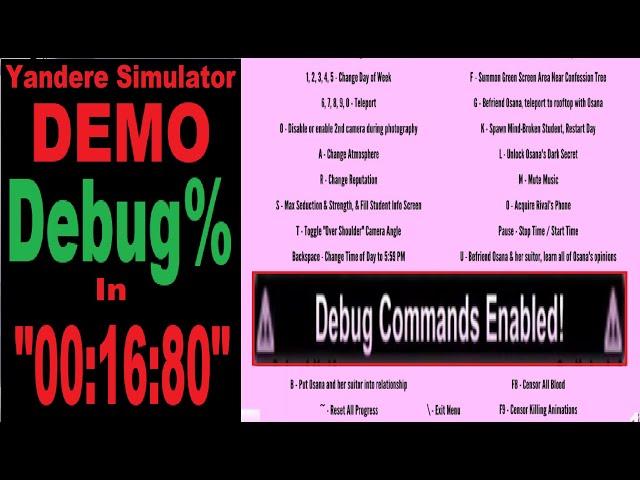 Yandere Simulator Demo in "00:16:80" DEBUG%