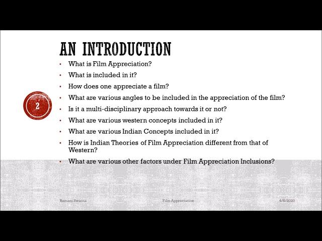 Film Appreciation-An Introduction