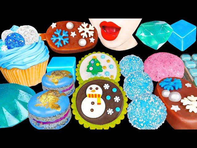 ASMR BLUE DESSERTS 눈꽃 디저트 먹방 ICE CREAM, SNOW COOKIE, WINTER CAKE 아이스크림, 눈사람 쿠키 얼음 케이크 EATING MUKBANG