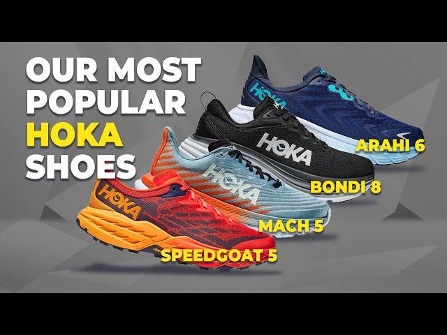 Our most popular HOKA Shoes of @Run Moore  | Mach 5, Arahi 6, Bondi 8 & the Speedgoat 5