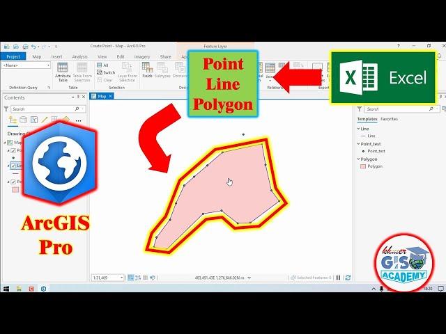 How to create Point, Line & Polygon from Excel (.CSV) Table in ArcGIS Pro [Khmer GIS Academy]