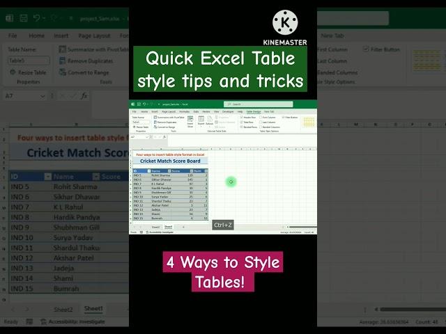 4 Quick Ways to Apply Table Styles in MS Excel | Excel Short Tutorial