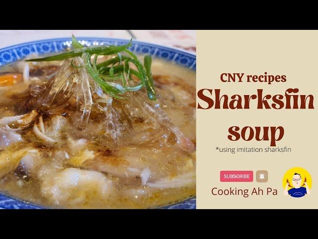 Sharksfin soup (using imitation sharksfin)