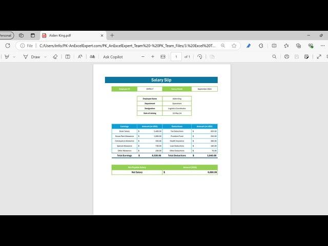 Automatic Bulk Salary Slips Generator in Excel | Excel based Payroll System